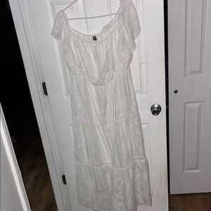 SHEIN White Ruffled Maxi Dress